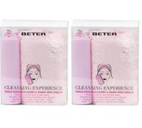 Beter - Toalla facial desmaquillante reutilizable, con turbante para cabello, elimina el maquillaje solo con agua, color rosa,ideal para llevar de viaje (Paquete de 2)
