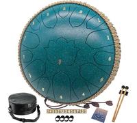 BETESINE Tambor de lengua de acero de 12 pulgadas, 15 notas, color verde malaquita para yoga, relajación, musicoterapia, uso al aire libre, incluye mazos de tambor, libro de música, bolsa de