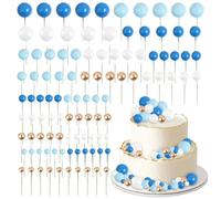BETESSIN 103pcs Topper Cake Bola, Decoración Tarta de Bola, Decoración Espuma Bola, Mini Globo Palo Pastel, Bola Espuma Pastel, Bolas Palos Tarta para Cumpleaños Fiesta Boda, 4 Colores 5 Tamaños