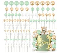 BETESSIN 105pcs Topper Cake Bola, Decoración Tarta de Bola, Decoración Espuma Bola, Mini Globo Palo Pastel, Bola Espuma Pastel, Bolas Palos Tarta para Cumpleaños Fiesta Boda, 3 Colores 5 Tamaños