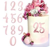 BETESSIN 10pcs Decoración de Número para Tarta, Pegatinas Acrílicas de Número para Tarta Cumpleaños Fiesta, Topper Cake Número Rosado, 0 a 9, 1.5mm