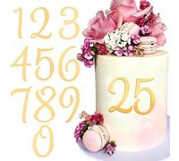 BETESSIN 10pcs Decoración de Número para Tarta, Pegatinas Acrílicas de Número para Tarta Cumpleaños Fiesta Oro, Topper Cake Cumpleaños en Diseño de 0 a 9, 1mm, Dorado