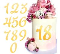 BETESSIN 10pcs Decoración de Número para Tarta, Pegatinas Acrílicas de Número para Tarta Cumpleaños Fiesta, Topper Cake Número Dorado, 0 a 9, 1mm