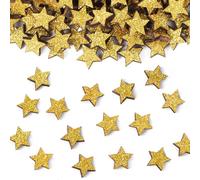 BETESSIN 150pcs Confeti de Madera Estrellas de Navidad, Confeti Mesa Estrellas Doradas Navideñas, Adorno Decoración Mesa para Fiesta de Navidad