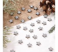 BETESSIN 150pcs Confeti de Madera Estrellas de Navidad, Confeti Mesa Estrellas Plateadas Navideñas, Adorno Decoración Mesa para Fiesta de Navidad