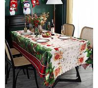 BETESSIN 150x180cm Mantel de Navidad Mantel Copos de Nieve Cuadro Rojo Cubierta de Mesa Rectangular Decoración Mesa Regalo para Fiesta de Navidad Banquetes Cenas Cumpleaños