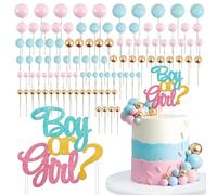 BETESSIN 1pc Topper Cake Reveal Party Boy or Girl Kit 105pcs Topper Cake Bola, Topper Cake Revelación Género con Decoración Tarta Espuma Bola, Cake Topper Papel Brillante Baby Shower Mini Globo Pastel
