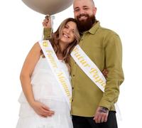 BETESSIN 2pcs Bandas Fajas para Futura Mama y Papa, en Color Blanco, en Texto de Frances