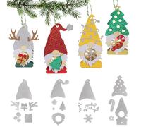 BETESSIN 4 Juego Troquel Gnomo para Navidad, Troquel Metal Corte Plantillas Decorativas Navidad, Colgante Gnomo para Árbol de Navidad Tarjeta Navidad Artesanía de Papel Relleno Caramelos