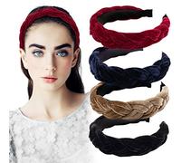 BETESSIN 4pcs Diademas Mujer Anchas de Pelo con Arruga, Diadema Tejido Terciopelo, Turbante Banda Pelo Retro Accesorios Cabello Cabeza para Mujer Chica