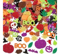 BETESSIN 530pcs Pegatinas de Espuma de Halloween/Otoño Hoja de Arce, Pegatinas de Purpurina Halloween, Pegatinas de EVA de Araña Murciélago Calabaza, para Manualidad Decoración DIY Álbum de Recortes