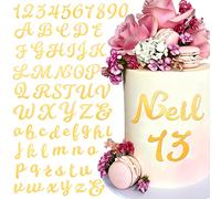BETESSIN 64pcs Decoración de Letra Número para Tarta, Pegatinas Acrílicas de Número Letra para Tarta Cumpleaños Fiesta, Topper Cake Letra (Mayúscula+Minúsculas) Número, 0 a 9, 1mm