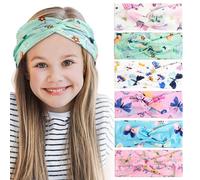 BETESSIN 6pcs Cinta Elástica Pelo Niñas Bebés de Mariposa Con Nudo, Banda Algodón, Diadema Colores, Turbante, 22cm*8.5cm