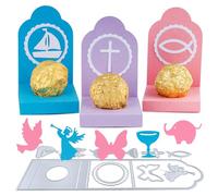 BETESSIN 9pcs Troquel Caja Bautizo, Troquel Caja Comunión de Ángel Grial Mariposa Pez, Troquel Manualidad Caja Regalo Confirmación Babyshower, Troquel Plantilla de Metal DIY, Trpquel Regalo Comunión