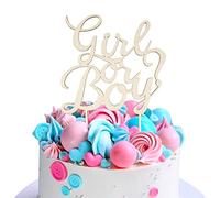 BETESSIN Decoración de Tarta Girl o Boy Gender Reveal Cake Topper de Madera Topper Tarta Boy or Girl Adorno de Tartas para Gender Reveal Party Decoración de Pastel para Revelación de Género Sexo