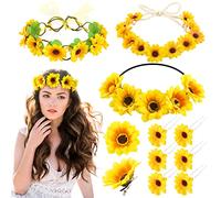 BETESSIN Kit Diademas Clips de Pelo Broches de Crisantemo Flores Boho, Accesorios de Pelo para Mujer, Disfraz Boda Fiesta Vacaciones Playa Fotos, 3 Tipos 11 Kit