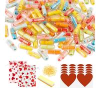 BETESSIN Letra de Cápsulas Amor Sonriente de Píldoras de Mensaje, Cápsula de La Amistad, Kit Etiqueta Pegtina de Rasca de Amor, Bolsas de Organza de Love Corazón, Nota Mensaje para Día San Valentin