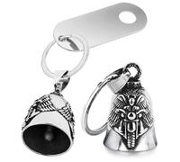 BETESSIN Llavero Colgante Moto, Campana de Moto de Ángel, Llavero de Campana Lucky Bell Inoxidable, Guardian Campana de Suerte para Moto, Soporte para Campanilla Moto, 10cm 2 Kit