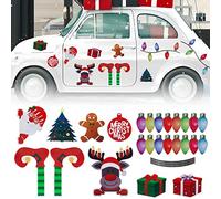 BETESSIN Pegatinas Magnéticas de Navidad para Coche Refrigerador con Iman, Decoración Coche Pegatina Reflectante Navidad, Adornos de Refrigerador, 28 Kit, 4cm a 26cm