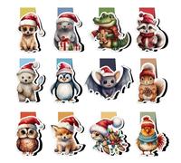 BETESSIN Regalo Original Navidad, 12pcs Marcador de Libro Animales de Navidad, Marcapágina de Lectura Regalo Navideño, Detalle Regalo Cumpleaños Navidad Niños Niñas Estudiantes