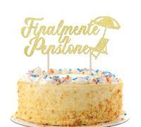 BETESSIN Topper Cake Dorado, en Texto de Italiano Finalmente in Pensione