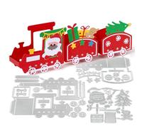 BETESSIN Troquel Navidad Tren Manualidad, Troquel Scrapbooking Papá Noel Navidad, Troquel de Álbum Recorte de Navidad, Troquel de Plantilla de Metal para Regalo Tarjeta Sobre, Troquel de DIY Coche