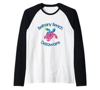 Bethany Beach Delaware - Tortuga de acuarela rústica costera Camiseta Manga Raglan