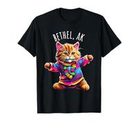 Bethel Alaska USA Divertido Lindo Colorido diseño de Gato Bailando Camiseta