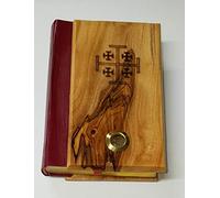 Bethlehem Gifts TM Biblia de madera de olivo La Santa Biblia Carta Roja King James Versión Antiguo y Nuevo Testamento