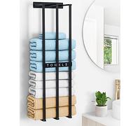 BETHOM Toalleros de Baño Pared Negro Mate 75 CM Colgador de Toallas para el Baño Metal Grande Soporte Toallas Baño de Almacenamiento para Toallas Dobladas o Enrolladas