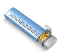 Betife - Pastillero organizador de 7 días, pastillero diario de aleación de aluminio, pastillero de viaje semanal, bonito pastillero para guardar vitaminas, medicamentos （Azul）