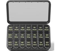 Betife Pastillero para 7 días por la mañana y mediodía, medicamentos para 7 días, 3 compartimentos, pequeño, compartimentos grandes, color negro