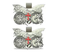 BeTime Clip de visera de ángel de la guarda: medalla de San Cristóbal para coche, regalos de cumpleaños de 16 años para conductores de autos nuevos, un gran recordatorio para conducir el límite de velocidad, paquete de 2