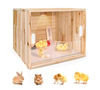Betinyar Caja de madera para criar pollos, caja de cría con asa, criadora de pollos de empuje-tracción para hámsters, tortugas, reptiles