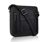 BETLEWSKI Cambridge - Bolso bandolera de piel para hombre, 25 x 23 x 9 cm, color negro