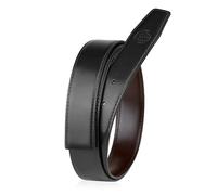 BETLEWSKI Cinturón de piel para hombre sin hebilla de 3,5 cm - Cinturón reversible marrón negro - Cinturón de cuero auténtico - Correa para cinturón - Tallas 100 - 135, Negro , 100 cm