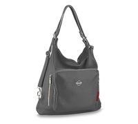 BETLEWSKI Mochila para mujer ALexa 2 en 1 - 4 colores - Piel auténtica - Correa ajustable - Formato A4 - 12,5 × 34 × 38 cm, gris oscuro, Mittelgroße