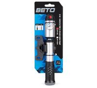 BETO Mini bomba de bicicleta con válvulas Presta/Schrader, 300 PSI, bomba de aire para bicicleta HI-P/HI-V Dualmondus para bicicleta de carretera, bicicleta de montaña, BMX, plata