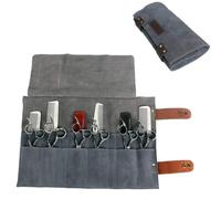 BETOOKY 1pieza Bolso Peluquero Profesional Compartimentos Cuero Duradero Organizador Tijeras Peines Enrollable para Salón Barbero
