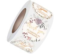 BETOOKY 1rollo Thank You Stickers Adhesivas para Pequeñas Empresas Unidades Etiquetas Adhesivas Decorativas de Flores para Sellado de Sobres Cajas y Manualidades Estilo Varios estilos