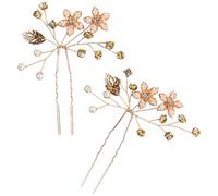 BETOOKY 2 Horquillas Doradas Pelo Diseño de Flores y Hojas, Accesorio Ligero y Resistente Adecuado para Bodas y Peinados Diarios
