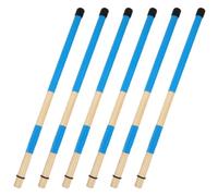 BETOOKY 3 Pares de Cepillos de Percusión de Bambú Azul, Accesorios para Batería Portátiles y Cómodos para Principiantes y Profesionales