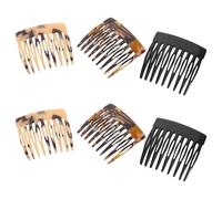 BETOOKY 6 Peines Laterales Franceses de Acetato Antiestáticos, Mini Peines Pequeños para Cabello Delicado, Colores Leopardo Claro, Tigre y Negro, Portátiles para Viaje y Uso
