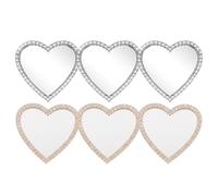 BETOOKY 6 Piezas Espejo de Mano Forma de Corazón para Celular, Accesorio de Metal y Vidrio Resistente para Maquillaje Diario y Viajes, Diseño Elegante y Romántico para Mujeres