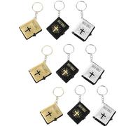 BETOOKY 9 Llaveros Biblia Miniatura, Colgantes de Libro Bíblico en Colores Oro, Negro y Plata, Set de 9 Piezas, Llavero Religioso para Cumpleaños y Decoración de Bolsos