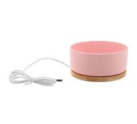 BETOOKY Bebedero Térmico para Mascotas con Calefacción de Cerámica y Madera, Cuenco Redondo de 350 Ml para Exteriores en Invierno, Mantiene Agua y Comida Caliente