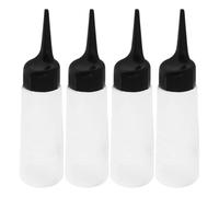 BETOOKY Botellas Aplicadoras Punta en Ángulo para Tinte y Champú, Set de 4 Piezas Transparentes y Flexibles, Dispensador para Mezcla y Aplicación de Aceite Capilar, Adecuado para Cuidado