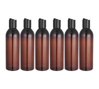 BETOOKY Botellas de Viaje Portátiles 250 Ml 6 Piezas Envases Cosméticos Vacíos Marrón Tapa Negra Dispensador de Champú y Loción Recargable Resistentes al Agua para Actividades al Aire