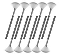 BETOOKY Brocha de Abanico Pequeña para Polvos y Contorno, 10 Piezas de Cerdas Naturales de Pelo, Aplicador para Mascarilla Facial y Tratamientos, Color Negro y Plateado, Esenciales
