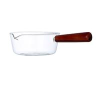 BETOOKY Cacerola de Vidrio Borosilicato 400 Ml Transparente Mango de Madera para Leche, Salsas y Sopas, Utensilios de Cocina Domésticos y Menaje para Calentar y Cocinar